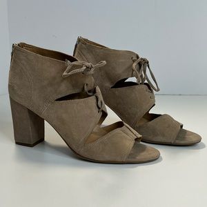 Franco Sarto Gazella Leather Suede Lace-Up Heel Sandal Shoes Size 9 Tan